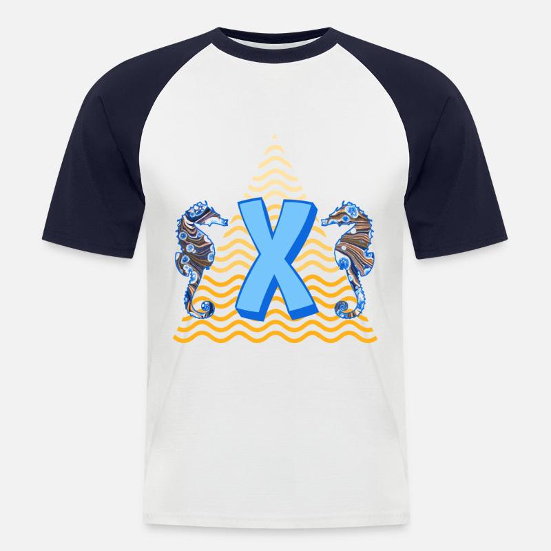 seepferdchen e 262 x - Männer Baseball-T-Shirt - Weiß/Navy