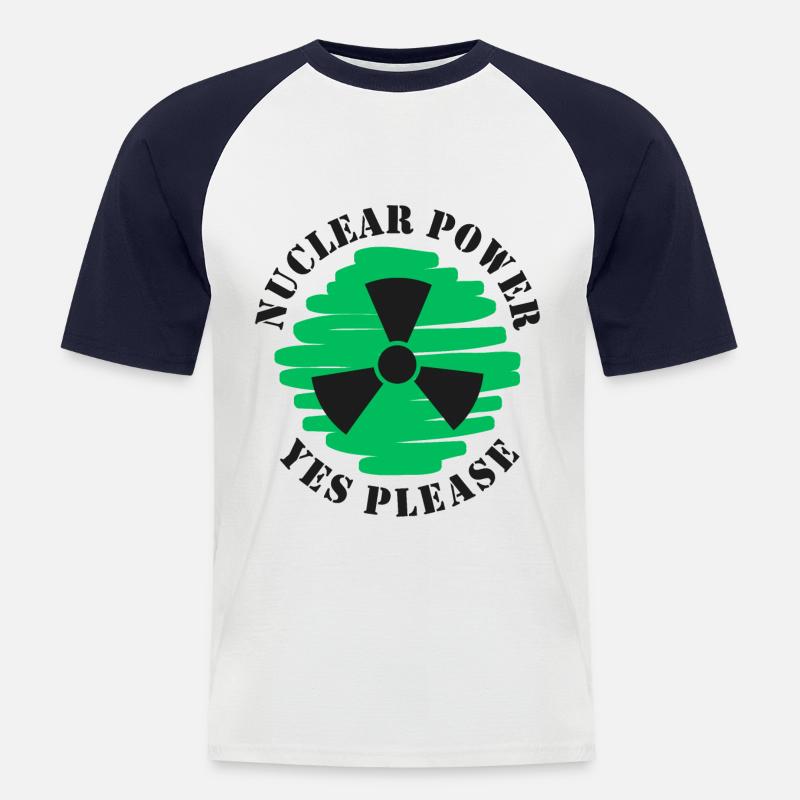 Atomkraft, Ja bitte, Kernenergie - Männer Baseball-T-Shirt - Weiß/Navy