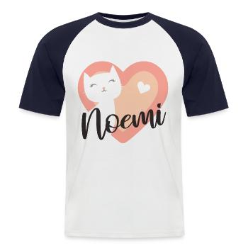 Noemi Surname First Name Kitten - Men's Baseball T-Shirt - white/navy - Front - Nik (191cm)