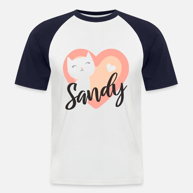 Sandy Surname First Name Kitten - Men's Baseball T-Shirt - white/navy