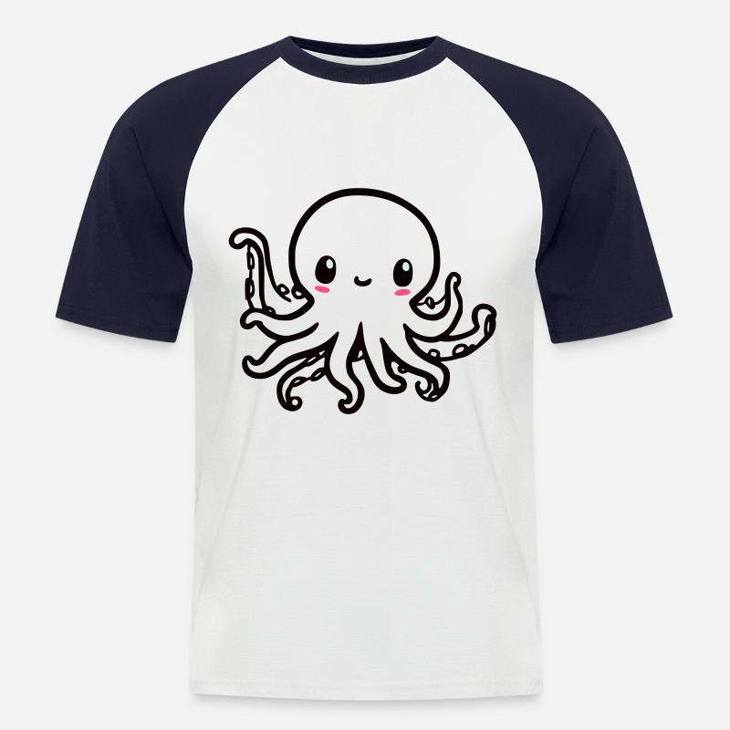 Cute Octopus Kawaii - Men's Baseball T-Shirt - white/navy