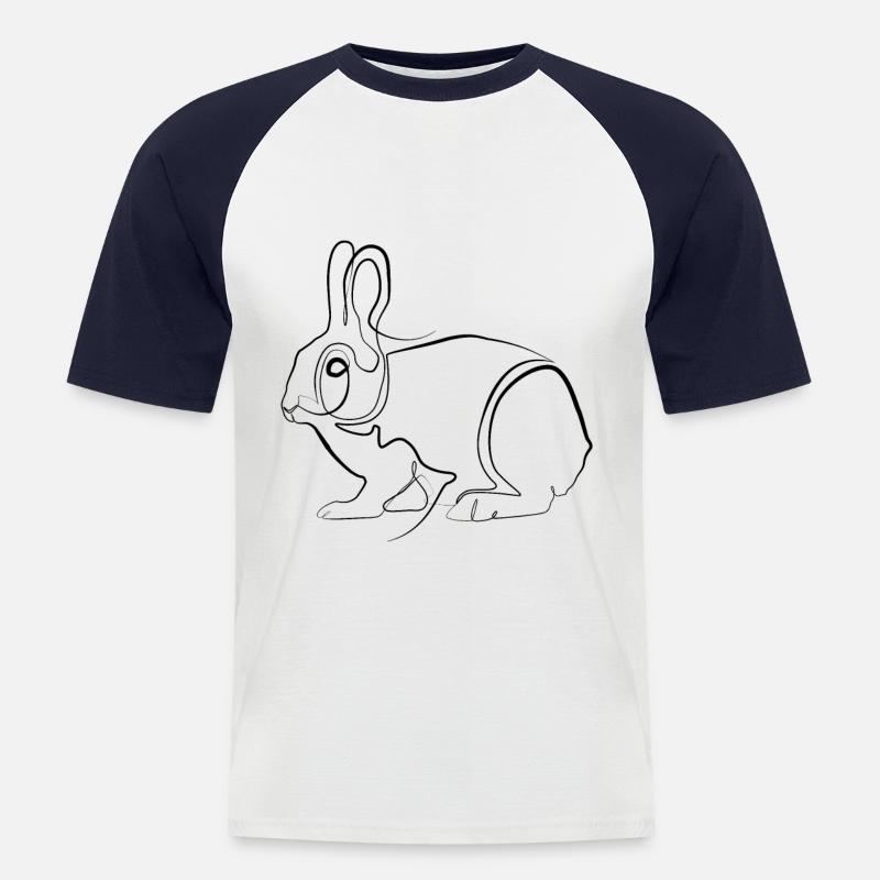 Rabbit Rabbit - one-line drawing - Men's Baseball T-Shirt - white/navy
