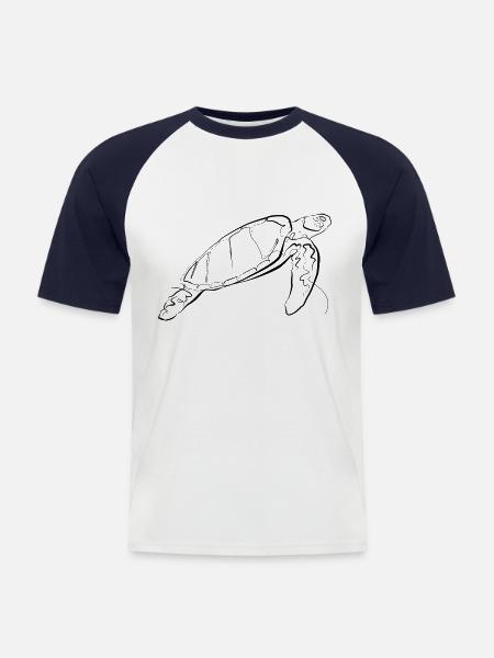 Turtle - one line drawing - Men's Baseball T-Shirt - white/navy