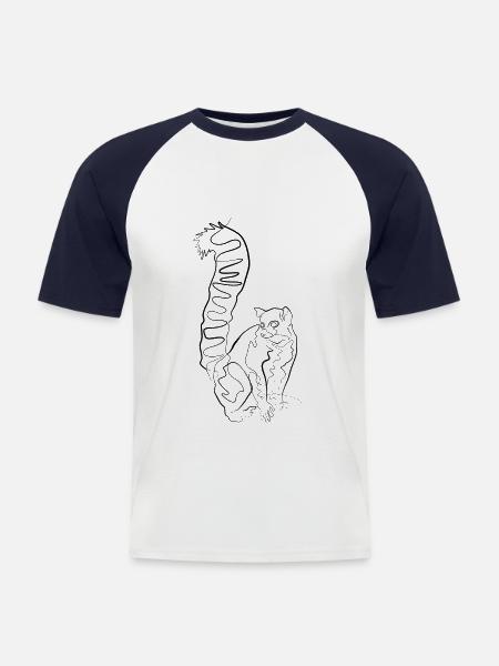 Lemur Madagascar - one line drawing - Men's Baseball T-Shirt - white/navy