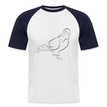 Carrier pigeon - one line drawing - Men's Baseball T-Shirt - white/navy - Front - Nik (191cm)