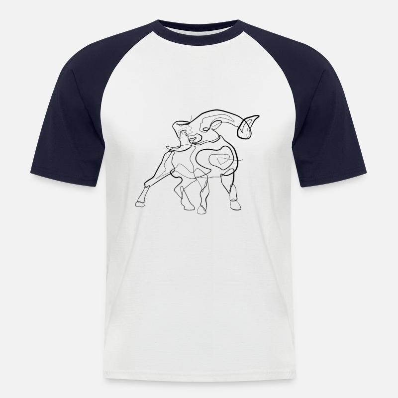Aries - one line drawing - Men's Baseball T-Shirt - white/navy