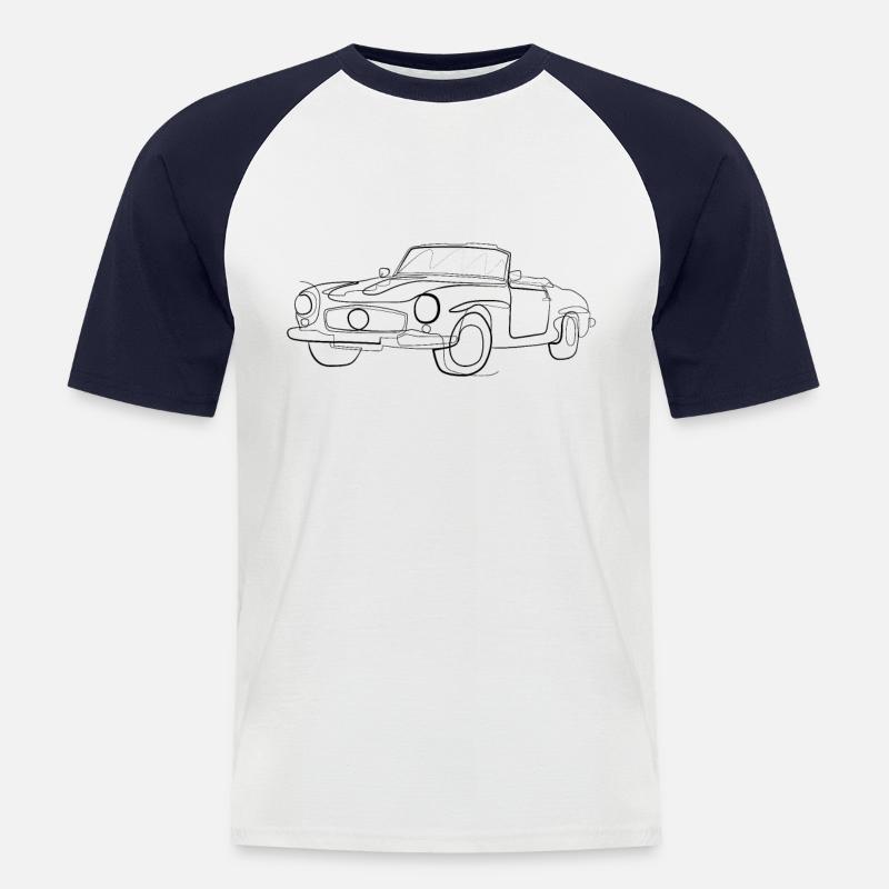Oldtimer Cabrio - one line drawing - Men's Baseball T-Shirt - white/navy