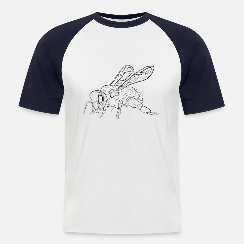 Bee environmental protection - one line drawing - Men's Baseball T-Shirt - white/navy
