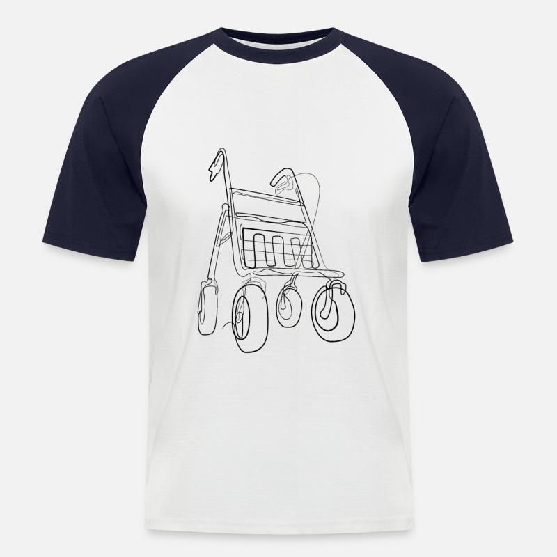 Rollator - one line drawing - Männer Baseball-T-Shirt - Weiß/Navy