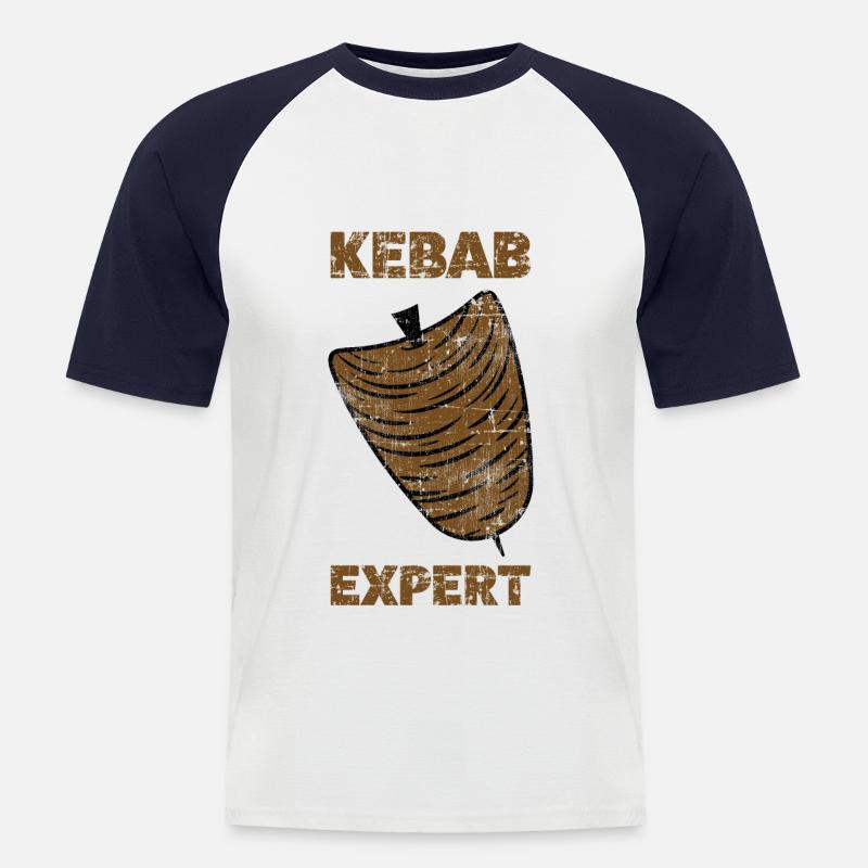 Kebab Döner - Männer Baseball-T-Shirt - Weiß/Navy