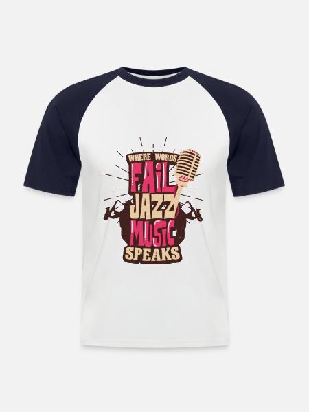 Jazz - Männer Baseball-T-Shirt - Weiß/Navy