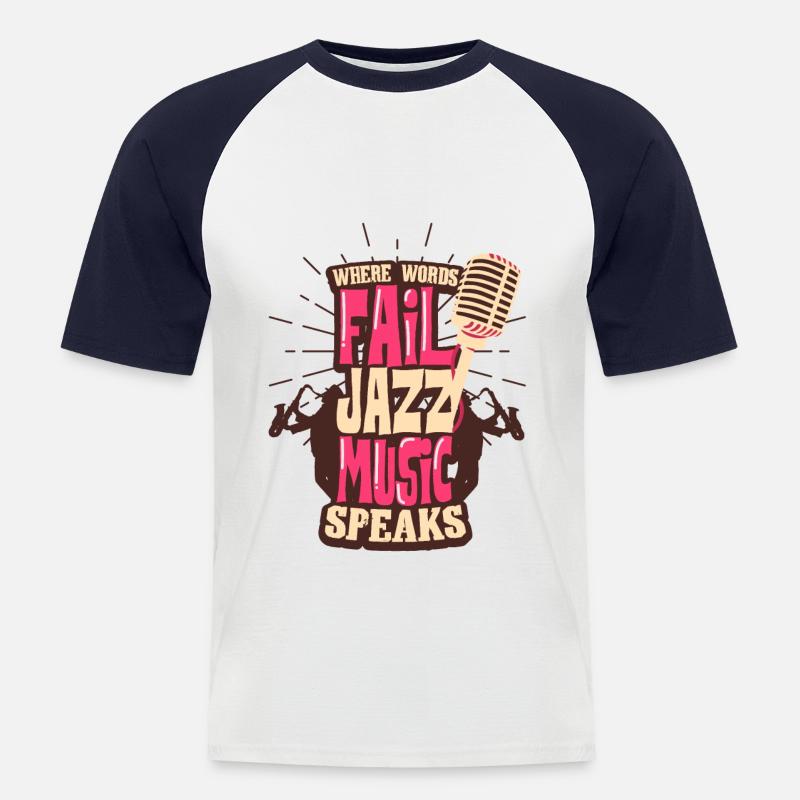 Jazz - Männer Baseball-T-Shirt - Weiß/Navy