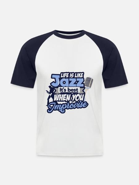 jazz - Men's Baseball T-Shirt - white/navy
