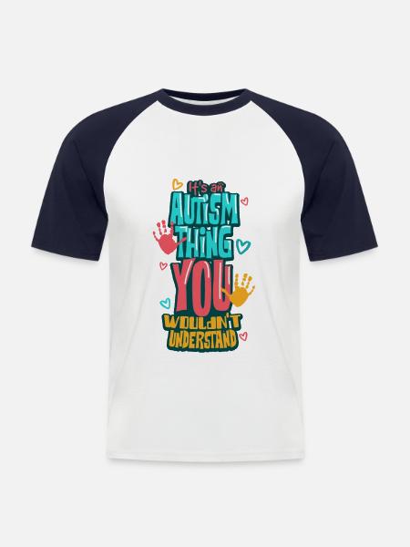 Autisme autiste - T-shirt baseball manches courtes Homme - blanc/marine