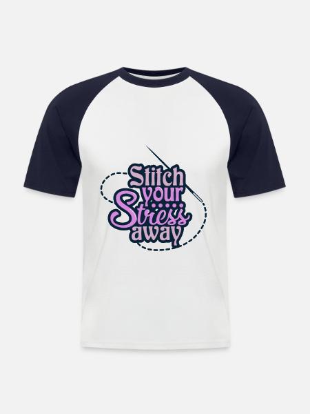 Nähen - Männer Baseball-T-Shirt - Weiß/Navy