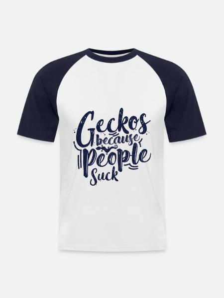 Gecko - Männer Baseball-T-Shirt - Weiß/Navy