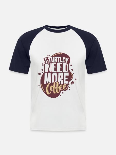 Turtle coffee - Men's Baseball T-Shirt - white/navy