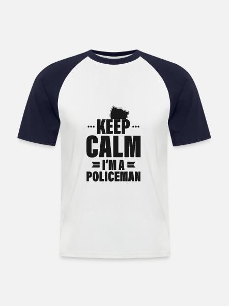 Polizist Polizei - Männer Baseball-T-Shirt - Weiß/Navy