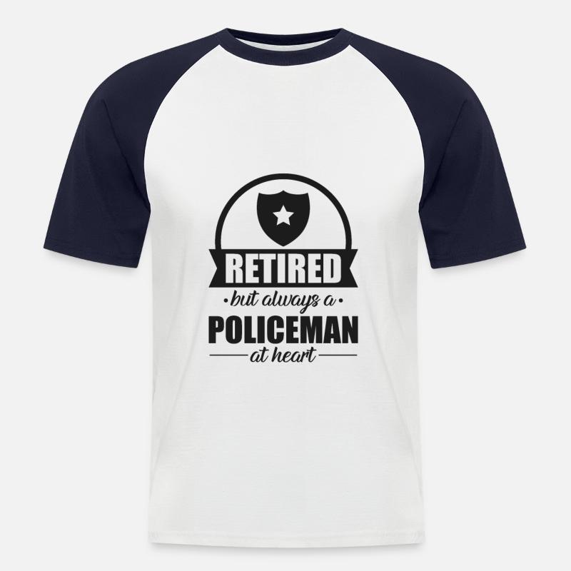 Polizist Polizei Rentner - Männer Baseball-T-Shirt - Weiß/Navy