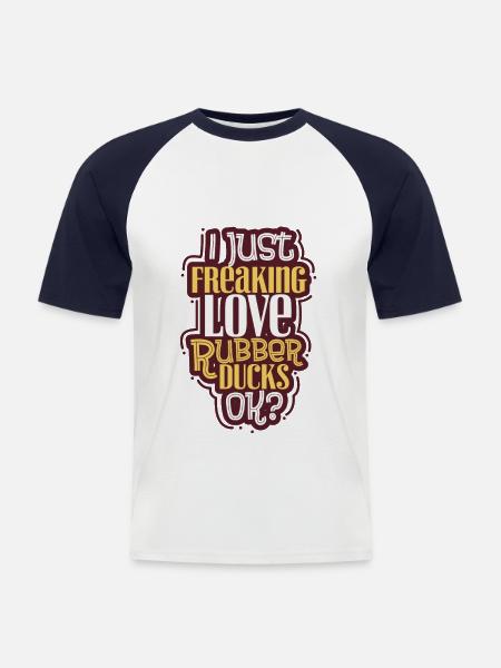 Badeente Quietscheente - Männer Baseball-T-Shirt - Weiß/Navy