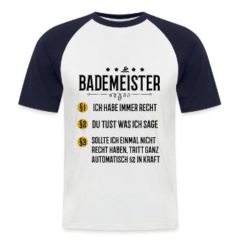 Bademeister Rettungsschwimmer Schwimmmeister - Männer Baseball-T-Shirt - Weiß/Navy - Vorne - Nik (191cm)