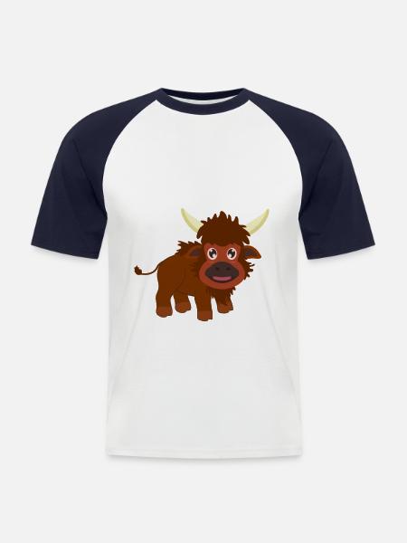 Bison bison - T-shirt baseball manches courtes Homme - blanc/marine