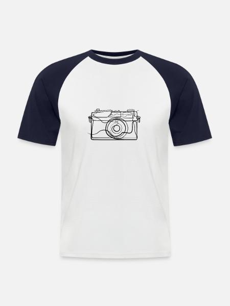 Camera - one line drawing - Men's Baseball T-Shirt - white/navy