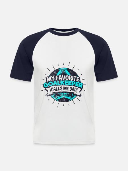 Goalkeeper soccer dad - Men's Baseball T-Shirt - white/navy