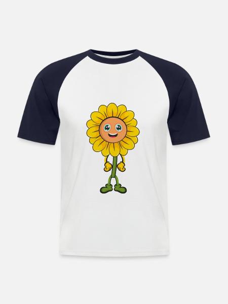 Sonnenblume - Männer Baseball-T-Shirt - Weiß/Navy