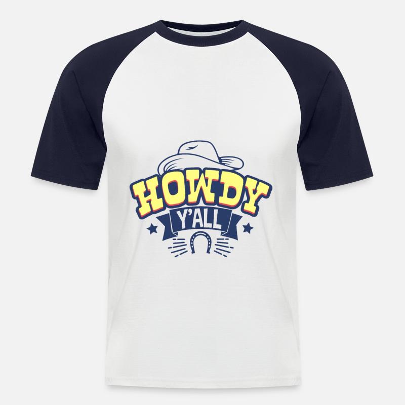 Cowboy cheval cavalier - T-shirt baseball manches courtes Homme - blanc/marine