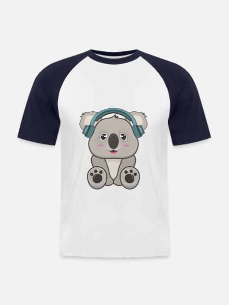 Koala Musik - Männer Baseball-T-Shirt - Weiß/Navy