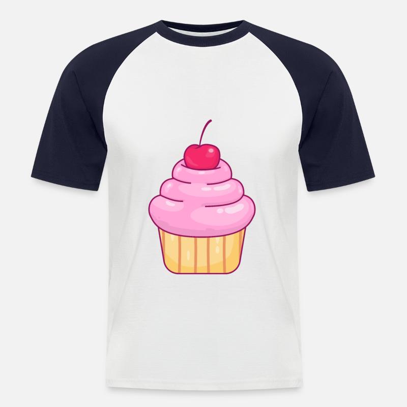 Cupcake Muffin - Männer Baseball-T-Shirt - Weiß/Navy