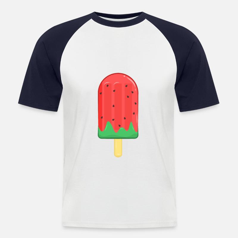 Glace d'été - T-shirt baseball manches courtes Homme - blanc/marine