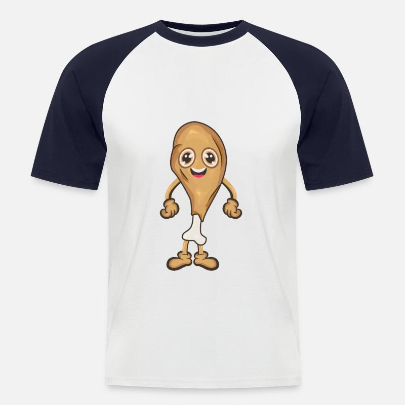 Hähnchen Keule Chicken Wing - Männer Baseball-T-Shirt - Weiß/Navy