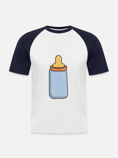 Biberon de lait - T-shirt baseball manches courtes Homme - blanc/marine