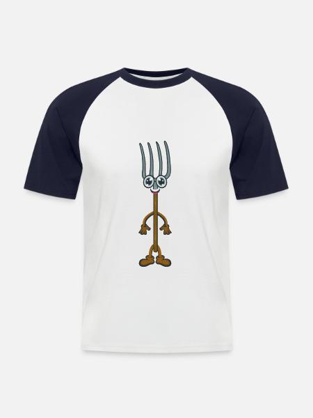 Pitchfork farmer farmer - Men's Baseball T-Shirt - white/navy