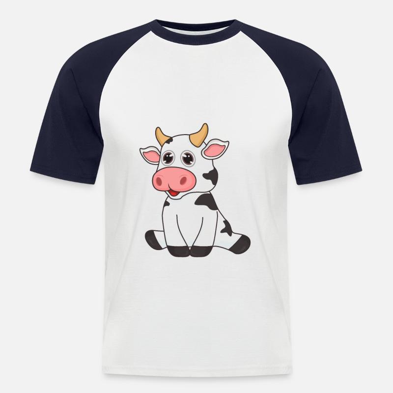 Kuh Bauer Landwirt - Männer Baseball-T-Shirt - Weiß/Navy