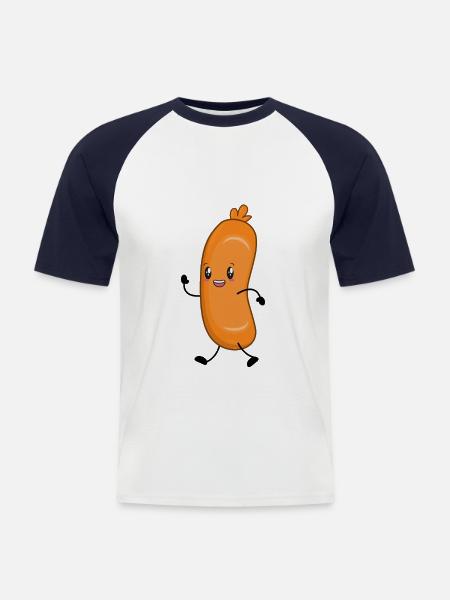 Wurst Würstchen - Männer Baseball-T-Shirt - Weiß/Navy