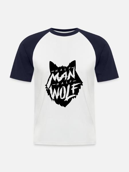 wolf - Men's Baseball T-Shirt - white/navy