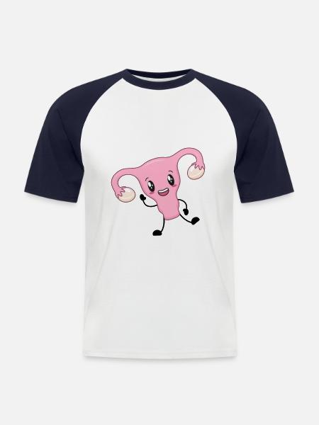 Livmoderen feminisme feministisk - Kortærmet herre-baseballshirt - hvid/marineblå