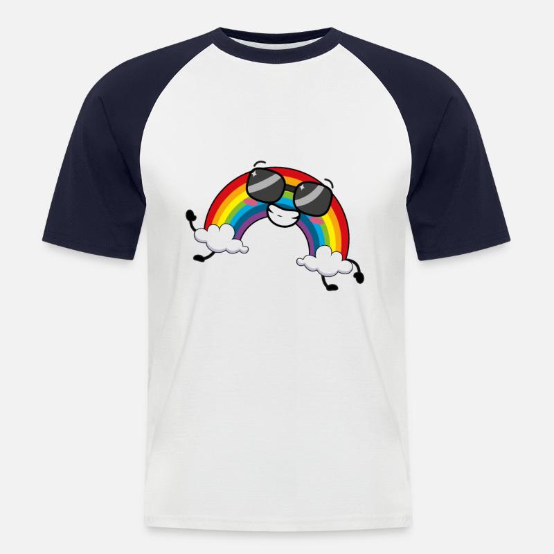 Regenbogen - Männer Baseball-T-Shirt - Weiß/Navy