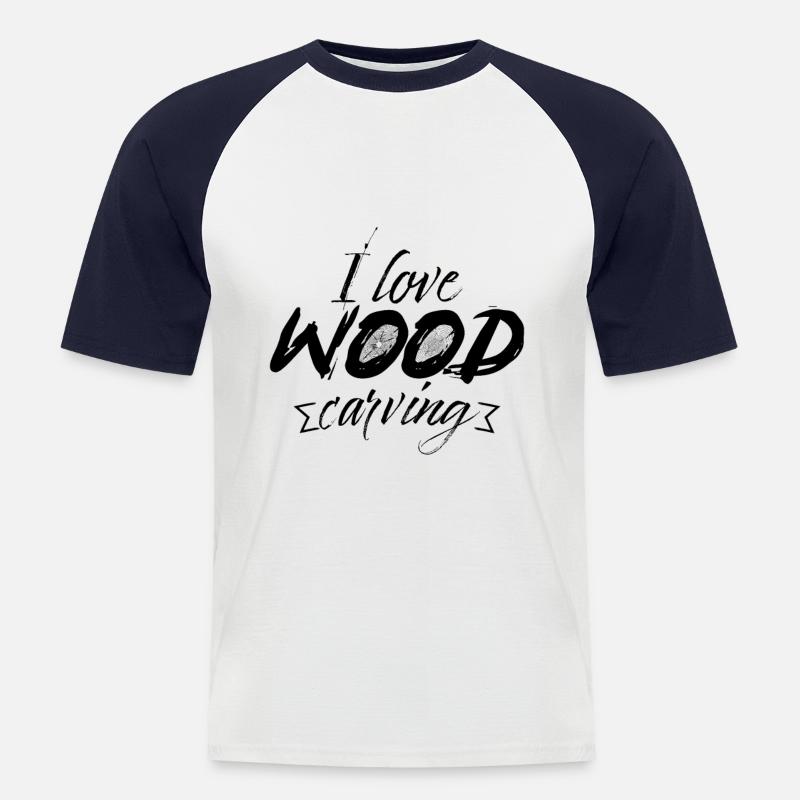 Holz Schnitzen - Männer Baseball-T-Shirt - Weiß/Navy