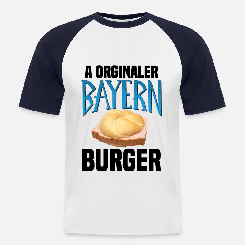 Bayern Leberkäse Fleischsemmel Leberkassemmel - Männer Baseball-T-Shirt - Weiß/Navy