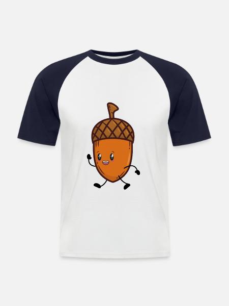 Eiche Herbst Eichel - Männer Baseball-T-Shirt - Weiß/Navy