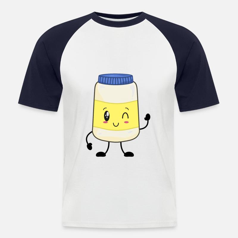 Mayonnaise - Männer Baseball-T-Shirt - Weiß/Navy