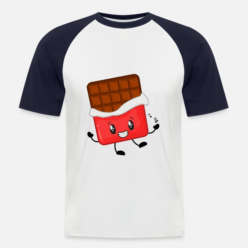 Schokolade Musik - Männer Baseball-T-Shirt - Weiß/Navy