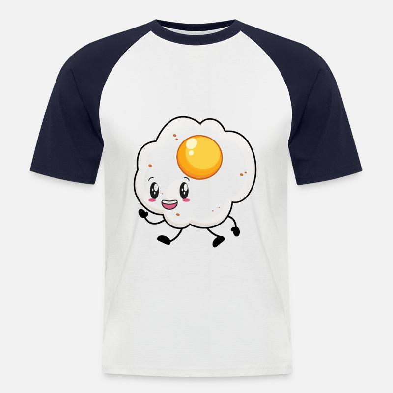 Spiegelei - Männer Baseball-T-Shirt - Weiß/Navy