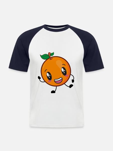 Orange - Männer Baseball-T-Shirt - Weiß/Navy