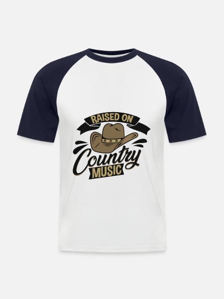 Country Musik - Männer Baseball-T-Shirt - Weiß/Navy