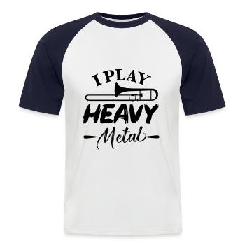 Orchestre trombone - T-shirt baseball manches courtes Homme - blanc/marine - Devant - Nik (191cm)